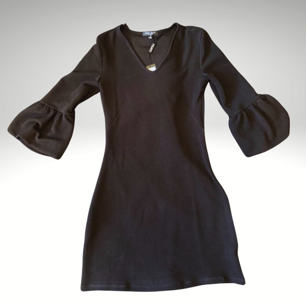 Romeo & Juliet Couture Black Ruffle Sleeve Mini Dress Size Small NWT